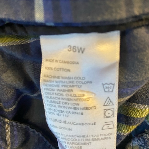 Nautica Jeans Co Chino Shorts Mens 36 W Blue Yellow Plaid Flat Front Casual - Picture 4 of 5